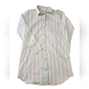 XS BP Green and Cream Striped Nightgown Nightshirt